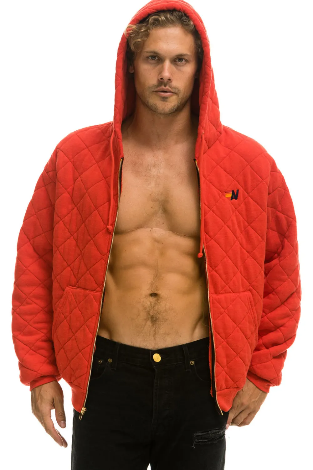 Hoodies | Hoodies | Aviator Nation QUILTED ZIP HOODIE RELAXED - RED