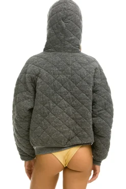 Hoodies | Hoodies | Aviator Nation QUILTED ZIP HOODIE RELAXED - HEATHER GREY HEATHERGREY