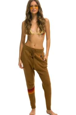 Sweatpants | Aviator Nation RAINBOW 4 STRIPE CASHMERE RELAXED FIT PANT - BUTTERSCOTCH