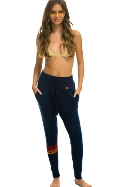 Sweatpants | Aviator Nation RAINBOW 4 STRIPE CASHMERE RELAXED FIT PANT - MIDNIGHT