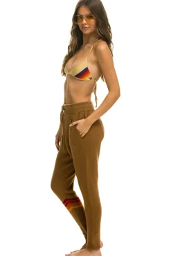 Sweatpants | Aviator Nation RAINBOW 4 STRIPE CASHMERE RELAXED FIT PANT - BUTTERSCOTCH