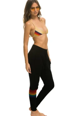 Sweatpants | Aviator Nation RAINBOW 6 STRIPE CASHMERE RELAXED FIT PANT - BLACK