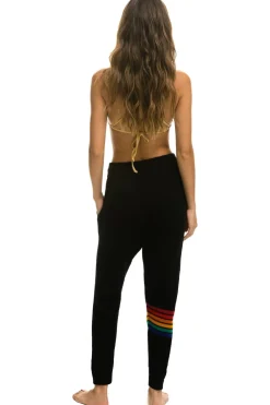 Sweatpants | Aviator Nation RAINBOW 6 STRIPE CASHMERE RELAXED FIT PANT - BLACK