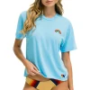 Boyfriend Tees | Tees | Aviator Nation RAINBOW EMBROIDERY BOYFRIEND TEE - SKY