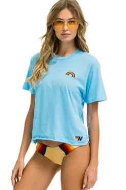 Boyfriend Tees | Tees | Aviator Nation RAINBOW EMBROIDERY BOYFRIEND TEE - SKY