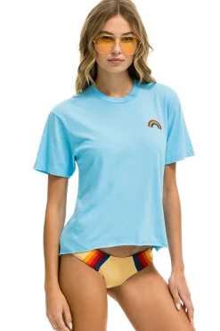 Boyfriend Tees | Tees | Aviator Nation RAINBOW EMBROIDERY BOYFRIEND TEE - SKY
