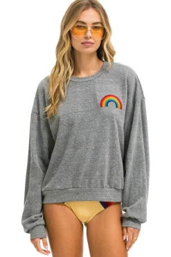 Sweatshirts | Sweatshirts | Aviator Nation RAINBOW EMBROIDERY RELAXED CREW SWEATSHIRT - HEATHER