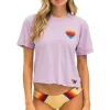 Boyfriend Tees | Tees | Aviator Nation RAINBOW HEART STITCH BOYFRIEND TEE - MAUVE
