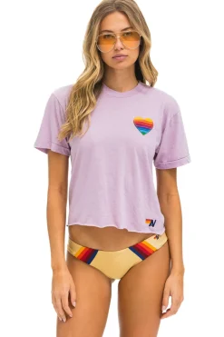 Boyfriend Tees | Tees | Aviator Nation RAINBOW HEART STITCH BOYFRIEND TEE - MAUVE