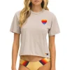 Boyfriend Tees | Tees | Aviator Nation RAINBOW HEART STITCH BOYFRIEND TEE - SAND