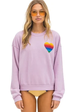 Sweatshirts | Sweatshirts | Aviator Nation RAINBOW HEART STITCH RELAXED CREW SWEATSHIRT - MAUVE