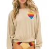 Sweatshirts | Sweatshirts | Aviator Nation RAINBOW HEART STITCH RELAXED CREW SWEATSHIRT - SAND