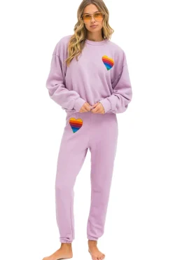 Sweatshirts | Sweatshirts | Aviator Nation RAINBOW HEART STITCH RELAXED CREW SWEATSHIRT - MAUVE
