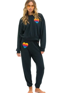 Sweatshirts | Sweatshirts | Aviator Nation RAINBOW HEART STITCH RELAXED CREW SWEATSHIRT - CHARCOAL