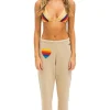 Sweatpants | Aviator Nation RAINBOW HEART STITCH SWEATPANTS - SAND