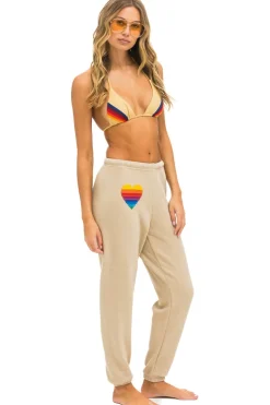 Sweatpants | Aviator Nation RAINBOW HEART STITCH SWEATPANTS - SAND