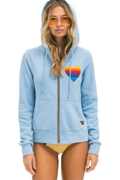 Hoodies | Hoodies | Aviator Nation RAINBOW HEART STITCH ZIP HOODIE - ICE