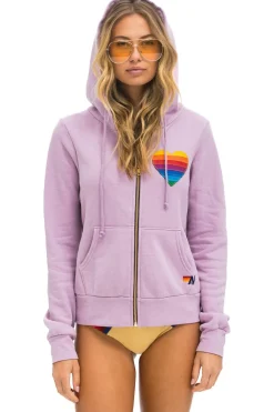 Hoodies | Hoodies | Aviator Nation RAINBOW HEART STITCH ZIP HOODIE - MAUVE