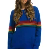 Sweatshirts | Aviator Nation RAINBOW STRIPE 6 UNISEX CASHMERE SWEATER- LAPIS LAPISSweatshirtAviatorNation