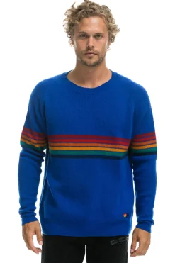 Sweatshirts | Aviator Nation RAINBOW STRIPE 6 UNISEX CASHMERE SWEATER- LAPIS LAPISSweatshirtAviatorNation