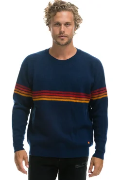 Sweatshirts | Aviator Nation RAINBOW STRIPE 4 UNISEX CASHMERE SWEATER - MIDNIGHT