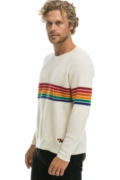 Sweatshirts | Aviator Nation RAINBOW STRIPE 6 UNISEX CASHMERE SWEATER- VINTAGE WHITE VINTAGEWHITESweatshirtAviatorNation