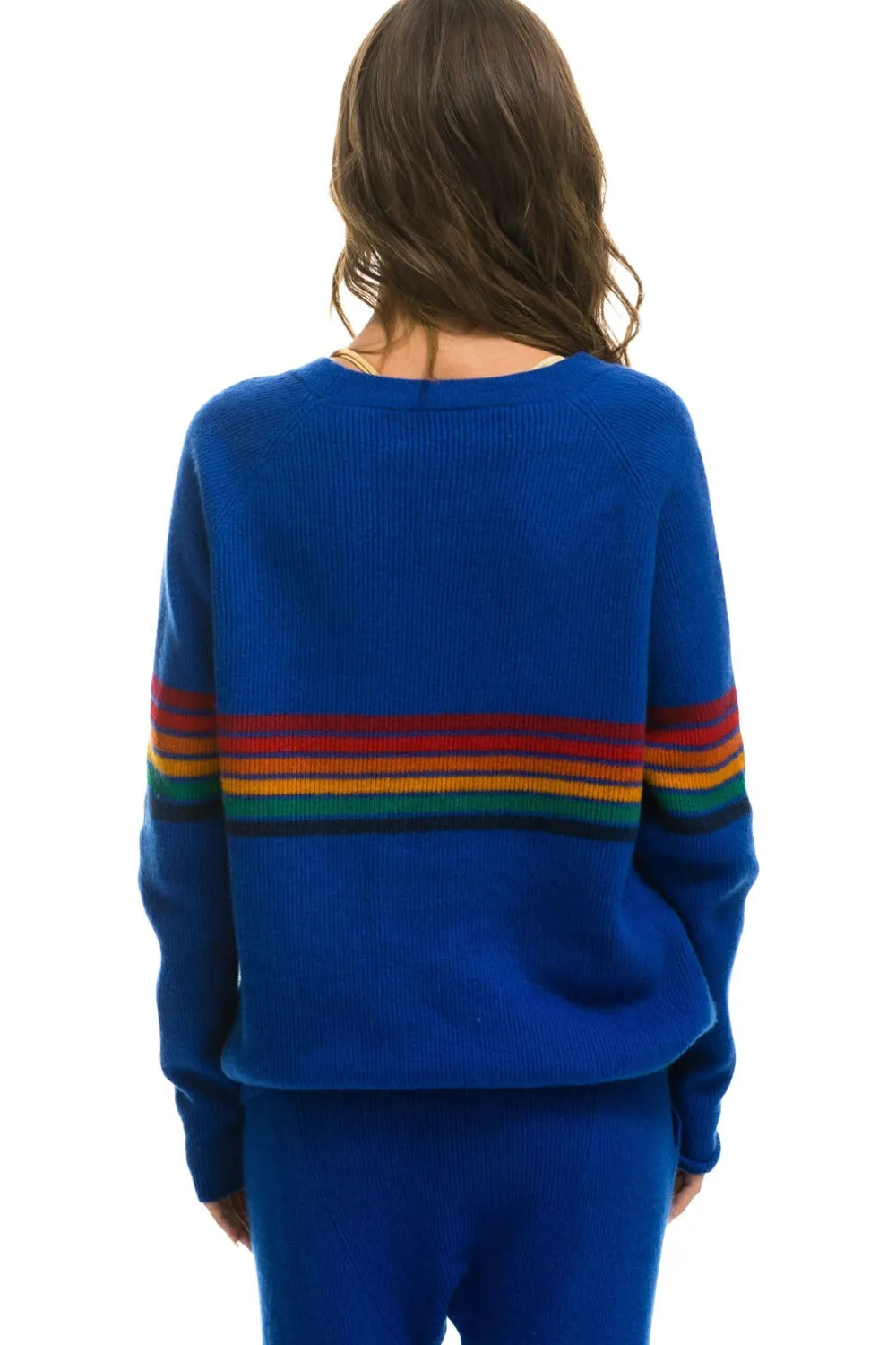 Sweatshirts | Aviator Nation RAINBOW STRIPE 6 UNISEX CASHMERE SWEATER- LAPIS LAPISSweatshirtAviatorNation