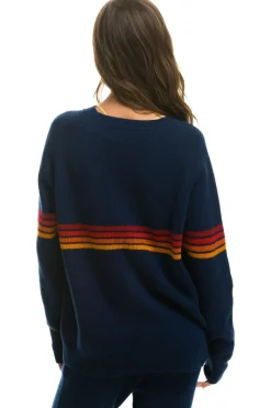 Sweatshirts | Aviator Nation RAINBOW STRIPE 4 UNISEX CASHMERE SWEATER - MIDNIGHT