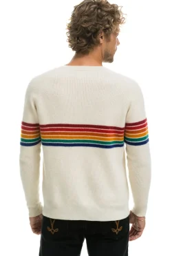 Sweatshirts | Aviator Nation RAINBOW STRIPE 6 UNISEX CASHMERE SWEATER- VINTAGE WHITE VINTAGEWHITESweatshirtAviatorNation
