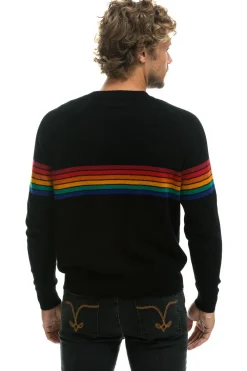 Sweatshirts | Aviator Nation RAINBOW STRIPE 6 UNISEX CASHMERE SWEATER- BLACK BLACKSweatshirtAviatorNation