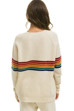 Sweatshirts | Aviator Nation RAINBOW STRIPE 6 UNISEX CASHMERE SWEATER- VINTAGE WHITE VINTAGEWHITESweatshirtAviatorNation