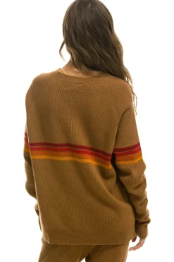 Sweatshirts | Aviator Nation RAINBOW STRIPE 4 UNISEX CASHMERE SWEATER - BUTTERSCOTCH
