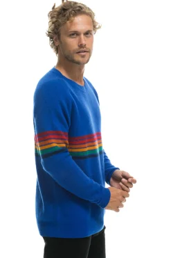 Sweatshirts | Aviator Nation RAINBOW STRIPE 6 UNISEX CASHMERE SWEATER- LAPIS LAPISSweatshirtAviatorNation