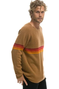 Sweatshirts | Aviator Nation RAINBOW STRIPE 4 UNISEX CASHMERE SWEATER - BUTTERSCOTCH