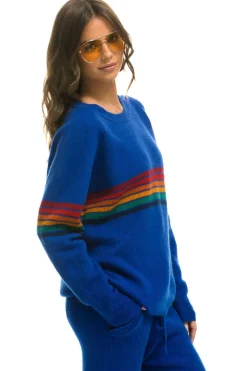 Sweatshirts | Aviator Nation RAINBOW STRIPE 6 UNISEX CASHMERE SWEATER- LAPIS LAPISSweatshirtAviatorNation
