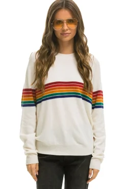 Sweatshirts | Aviator Nation RAINBOW STRIPE 6 UNISEX LIGHT CASHMERE SWEATER - SNOW
