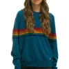 Sweatshirts | Aviator Nation RAINBOW STRIPE 6 UNISEX LIGHT CASHMERE SWEATER - PEACOCK