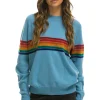 Sweatshirts | Aviator Nation RAINBOW STRIPE 6 UNISEX LIGHT CASHMERE SWEATER - OCEAN
