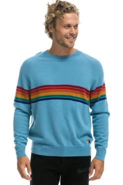 Sweatshirts | Aviator Nation RAINBOW STRIPE 6 UNISEX LIGHT CASHMERE SWEATER - OCEAN