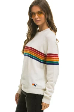 Sweatshirts | Aviator Nation RAINBOW STRIPE 6 UNISEX LIGHT CASHMERE SWEATER - SNOW