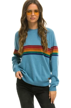 Sweatshirts | Aviator Nation RAINBOW STRIPE 6 UNISEX LIGHT CASHMERE SWEATER - OCEAN