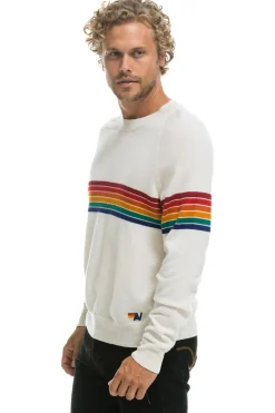 Sweatshirts | Aviator Nation RAINBOW STRIPE 6 UNISEX LIGHT CASHMERE SWEATER - SNOW