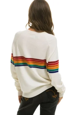 Sweatshirts | Aviator Nation RAINBOW STRIPE 6 UNISEX LIGHT CASHMERE SWEATER - SNOW