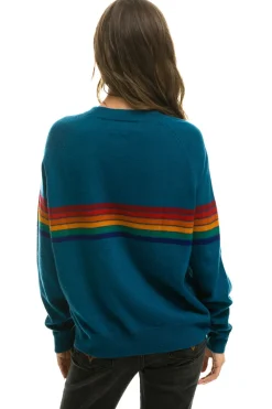 Sweatshirts | Aviator Nation RAINBOW STRIPE 6 UNISEX LIGHT CASHMERE SWEATER - PEACOCK