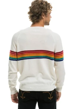 Sweatshirts | Aviator Nation RAINBOW STRIPE 6 UNISEX LIGHT CASHMERE SWEATER - SNOW
