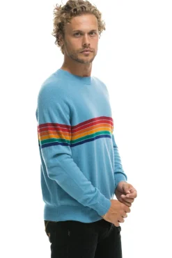 Sweatshirts | Aviator Nation RAINBOW STRIPE 6 UNISEX LIGHT CASHMERE SWEATER - OCEAN