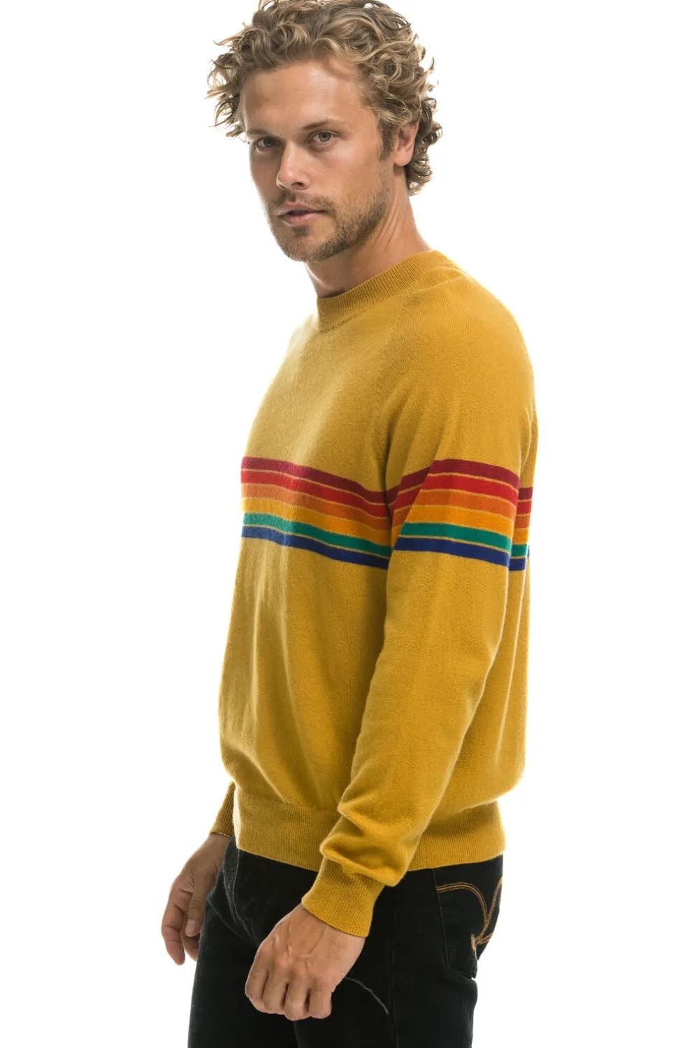 Sweatshirts | Aviator Nation RAINBOW STRIPE 6 UNISEX LIGHT CASHMERE SWEATER - HARVEST