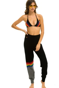 Sweatpants | Aviator Nation RAINBOW STRIPE CASHMERE LIGHT SWEATER PANT- BLACK // CHARCOAL BLACK//CHARCOALWomen'sSweatpantsAviatorNation