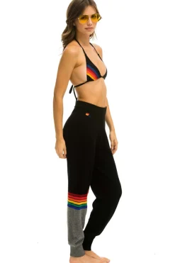 Sweatpants | Aviator Nation RAINBOW STRIPE CASHMERE LIGHT SWEATER PANT- BLACK // CHARCOAL BLACK//CHARCOALWomen'sSweatpantsAviatorNation