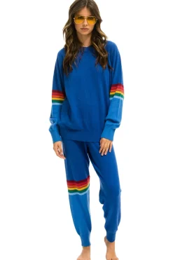 Sweatpants | Aviator Nation RAINBOW STRIPE CASHMERE LIGHT SWEATER PANT - VINTAGE BLUE VINTAGEBLUE